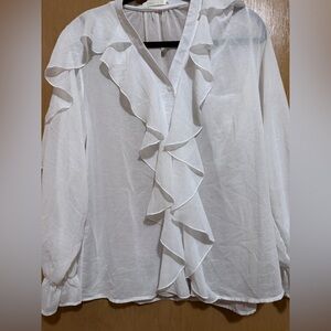 Elegant White Ruffle Blouse